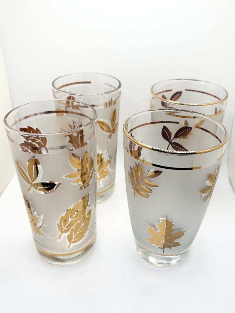 Vintage Libbey Frosted Leaf Glasses Set of 4